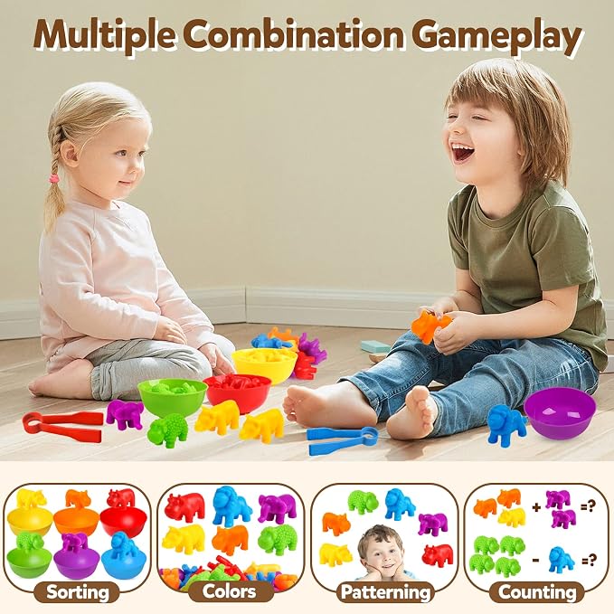 USATDD Counting Animal Toys Color Matching Games Preschool Learning Activities Sorting Stacking Toys Math Couting Educational Sensory Montessori Toy for Toddlers Kids Ages 3 4 5 - Image 4