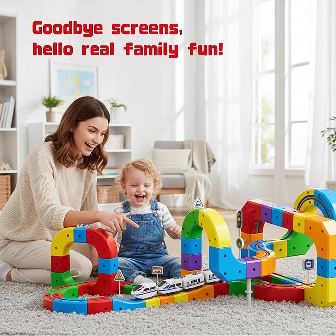 Electric Train Set for Kids Ages 3-8 - Modular 3D Flexible Race Track Building Toy with Gravity-Defying 360° Movement, STEM Learning Fun Gift(154 pcs Deluxe Set) - Image 6