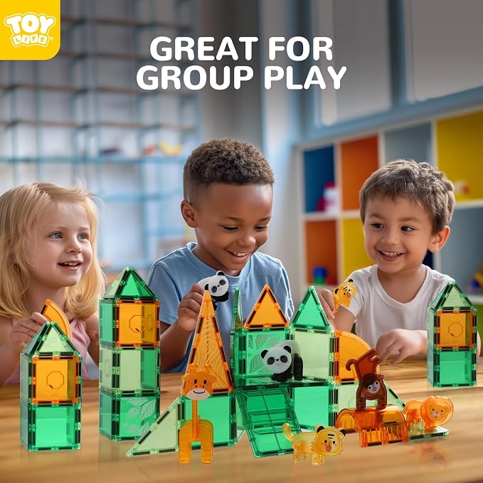TOY Life 56-Piece Animal Magnetic Tile Building Set, STEM Toy, Ages 3+ - Image 5