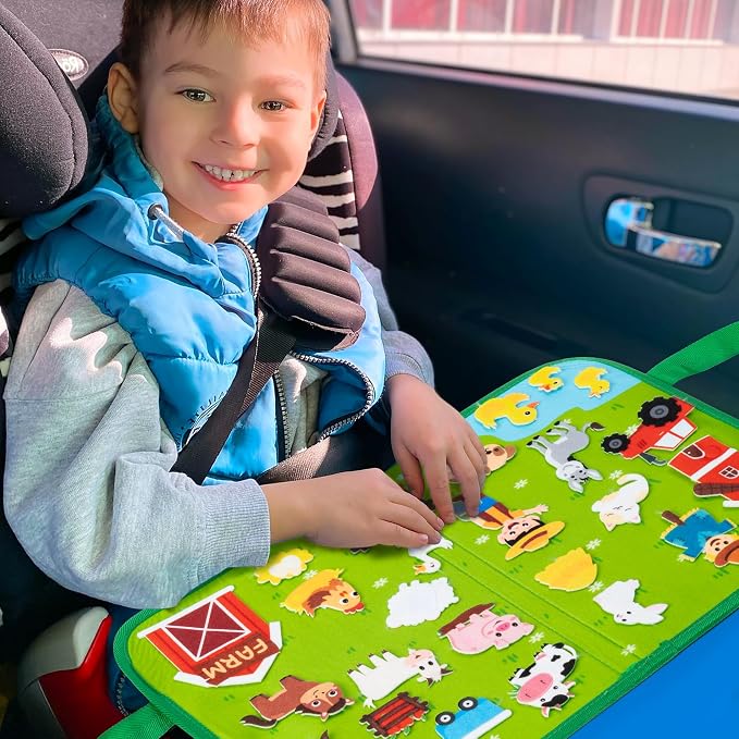 WATINC Travel Felt Board Story Set - 25PCS Portable Felt Board Educational Birthday Gift for Boys & Girls, Themed Storytelling Preschool Early Learning Interactive Play Kit for Toddlers (Farm Animals) - Image 4