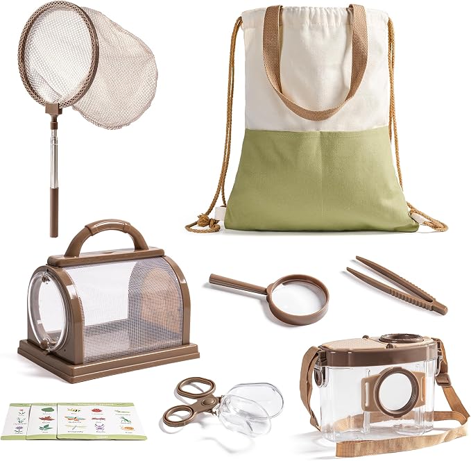 ROBOTIME Kids Explorer Kit, Outdoor Bug Catcher Kit for Kids with Magnifying Glass & Butterfly Net, Fun Bug Catching Kit for Backyard & Camping, Bug Catcher for Boys & Girls 3-12 by ROBOTIMEBuildingThingstoLife