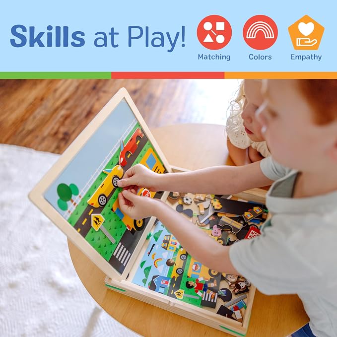 Melissa & Doug Wooden Magnetic Matching Picture Game with 119 Magnets and Scene Cards Magnetic Book Scenes for Kids Ages 3+ - Image 4