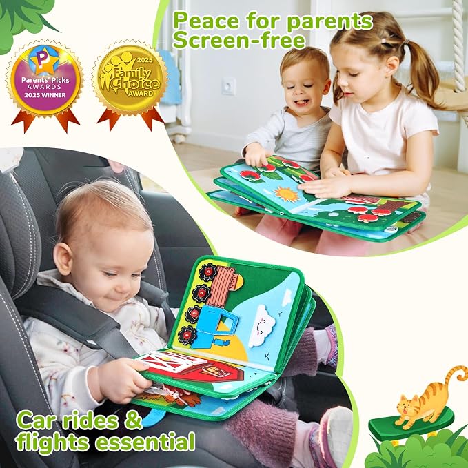 JoyCat Farm Busy Book for Toddlers 3 Year Old, Montessori Quiet Book - Image 4