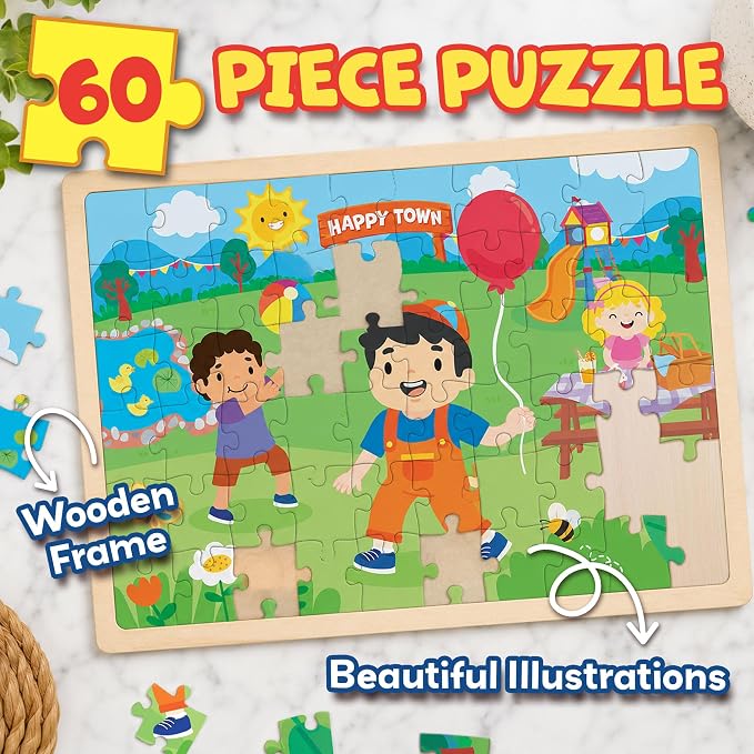 ThinkPsych Emotion Town Puzzle Pack (4 x 60 pcs, Wood Frame) - Image 3