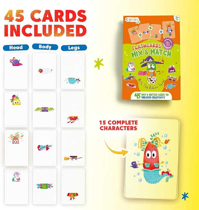Kidrox Mix & Match Character Building Flash Cards, Transparent Layerable Learning Cards, 45 Pack - Image 3
