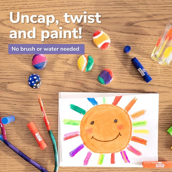 Zenacolor Tempera Paint Sticks - 12 Colors Kids Paints - Non-Toxic Washable Paint Sticks for Kids - Mess Free Quick Drying Art Supplies for Toddlers