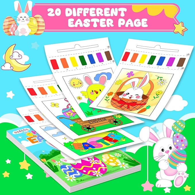 Paint with Water Coloring Books for Kids Toddlers 1-3 Mess Free Watercolor Painting Book Kits Arts and Crafts for Kids 2-4 4-6 Travel Activities Birthday Christmas Stocking Stuffers Toy Gift (Easter)