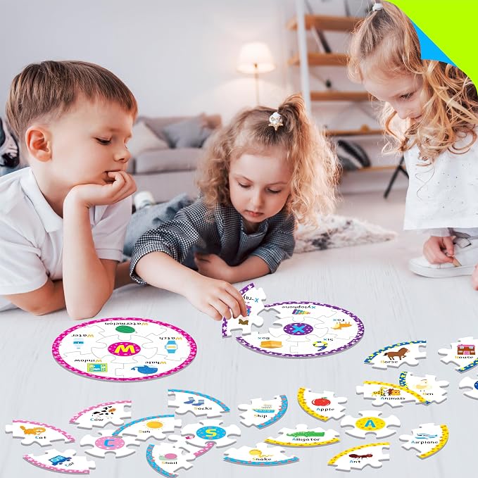 Alphabet Word Puzzles, 26 Letters & 130 First Words, Double-Sided Letter Puzzle Game Learn to Read Alphabet & Words, Early Educational Tool for Toddlers, Preschool, Kindergarten, Homeschooling - Image 7