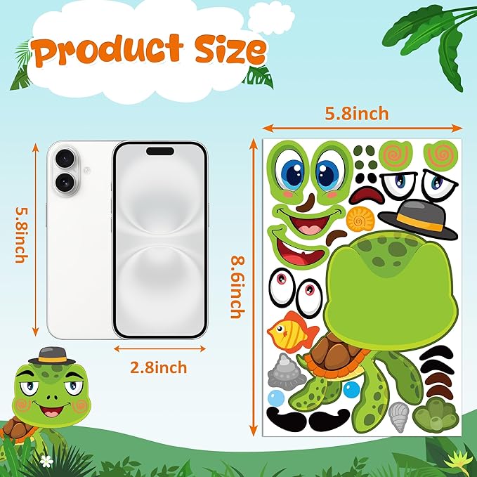 Stickers for Kids - 48 Sheets Make a Animal Face Stickers - Crafts Goodie Bags Stuffers Party Favors Activities Gifts for Kids Toddler Christmas Birthday School Classroom Supplies Age 4-8