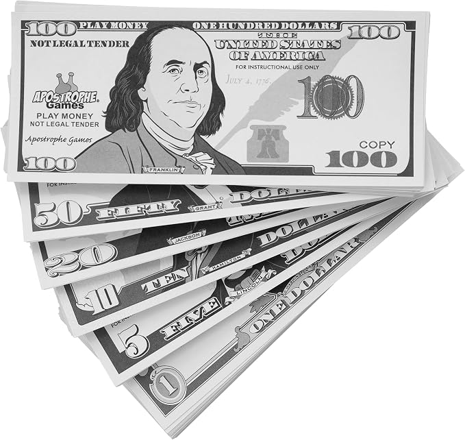Play Money - 200Pcs $1, $5, $10, $20, $50 & $100 Bills Pretend for Kids by ApostropheGames
