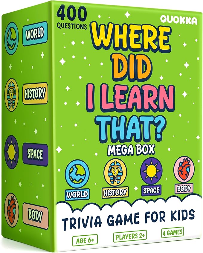 Quokka Trivia Games for Kids - 4 Set World, Space, History and Human Body by QUOKKA