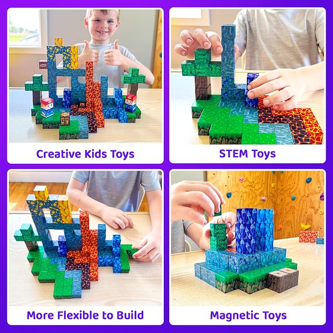 Toyvimo Magnetic Blocks 100PCS Kids Toys Magnetic Building Blocks Build Mine Magnet World Craft Cubes Boys Toys Ages 3-5 4-6 5-7 6-8, 3-12 Year Old Boy Birthday Gifts - Image 2