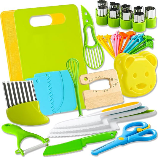 46Pcs Kids Knife Set for Real Cooking | Montessori Kitchen Tools | Age 4-12 by HirgerDirect
