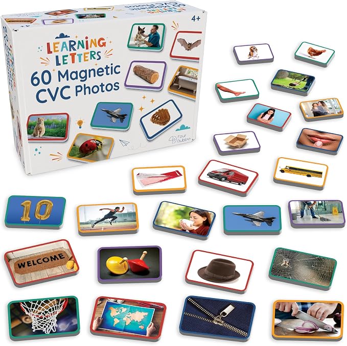 60 Magnetic CVC Photo Objects by Learning Letters. Real-Life Images that depict Words that Follow CVC Patterns. Color-Coded by Short Vowel Sound. Manipulatives for Phonics and Vocabulary Development. by FourDublee