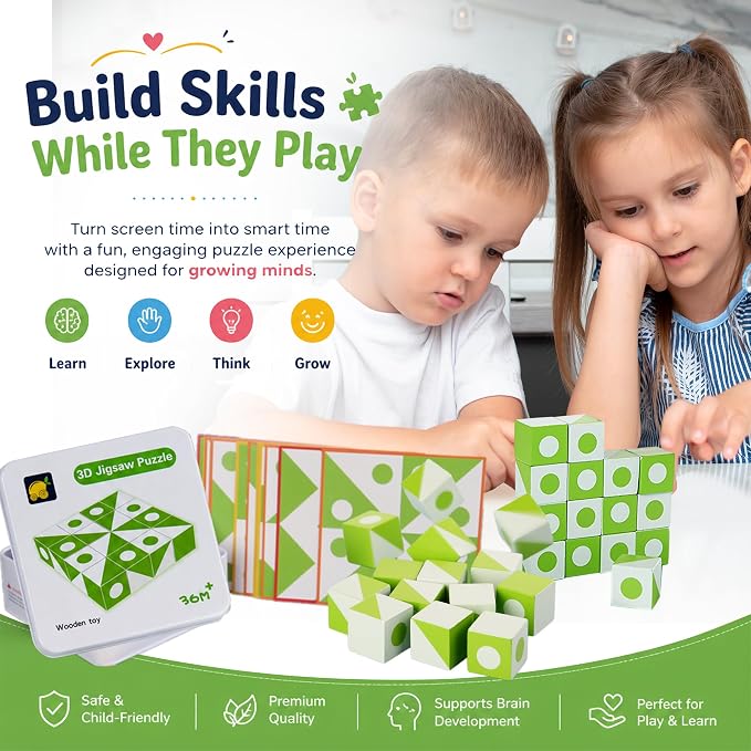 STEM Puzzle Toy – Digital Building Blocks Counting Learning Toddler Toys, Montessori Cube Puzzle for Educational Logical Thinking & Imagination, Sensory Travel Gift for 3,4,5,6,7 Years Kids - Image 2