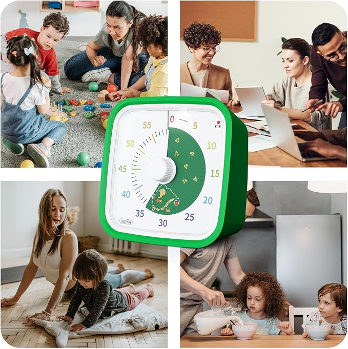 Yunbaoit Dinosaur Visual Timer for Kids, 60-min Countdown Timer, Green - Image 7