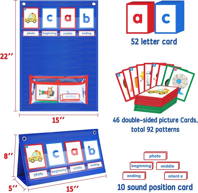 AKAYOK CVC Word Building Desktop Pocket Chart with 108 Phonics Flash Cards for Early Reading & Spelling | Alphabet Learning Tools for Preschool, Kindergarten, and Homeschooling - Image 4