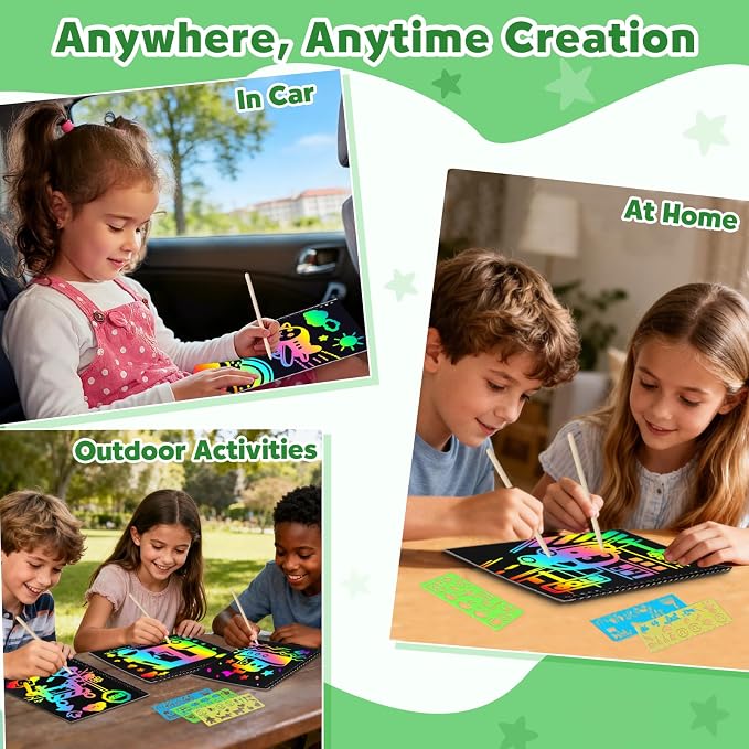 ZMLM Scratch Paper Art-Crafts Gift: 2 Pack Rainbow Notebooks Supplies Toys - Image 4