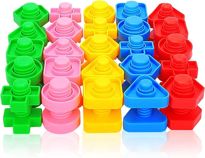 Jumbo Nuts and Bolts for Toddlers - 40 Pcs Screw Toys for Toddlers 3 - Occupational Therapy Toy with Storage Tote and Book - Shape Sorter Fine Motor Toy - Manipulatives for Preschoolers - Image 9
