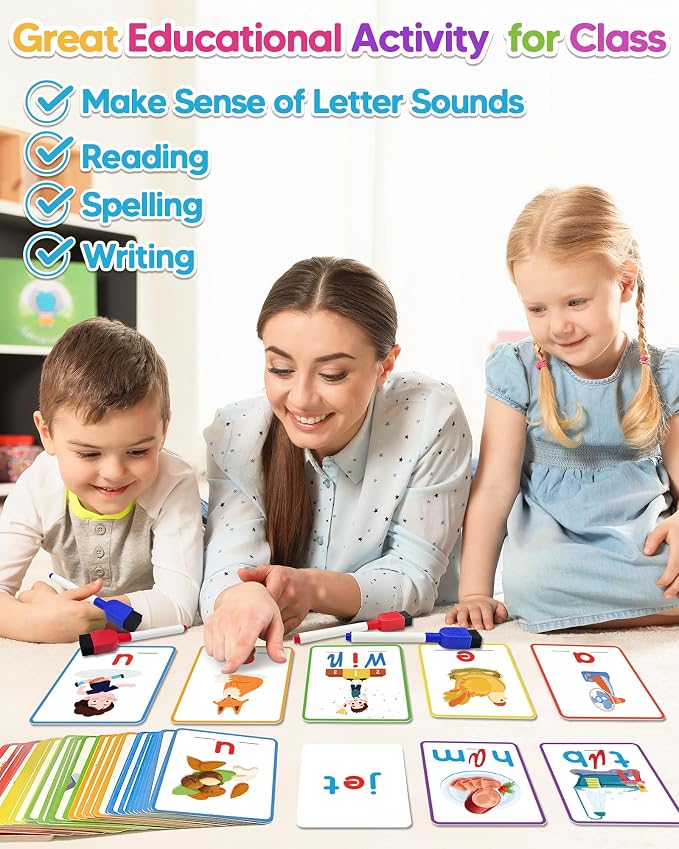 CVC Word Writing & Spelling Flash Cards, Kindergarten Reading Workbooks - Image 2