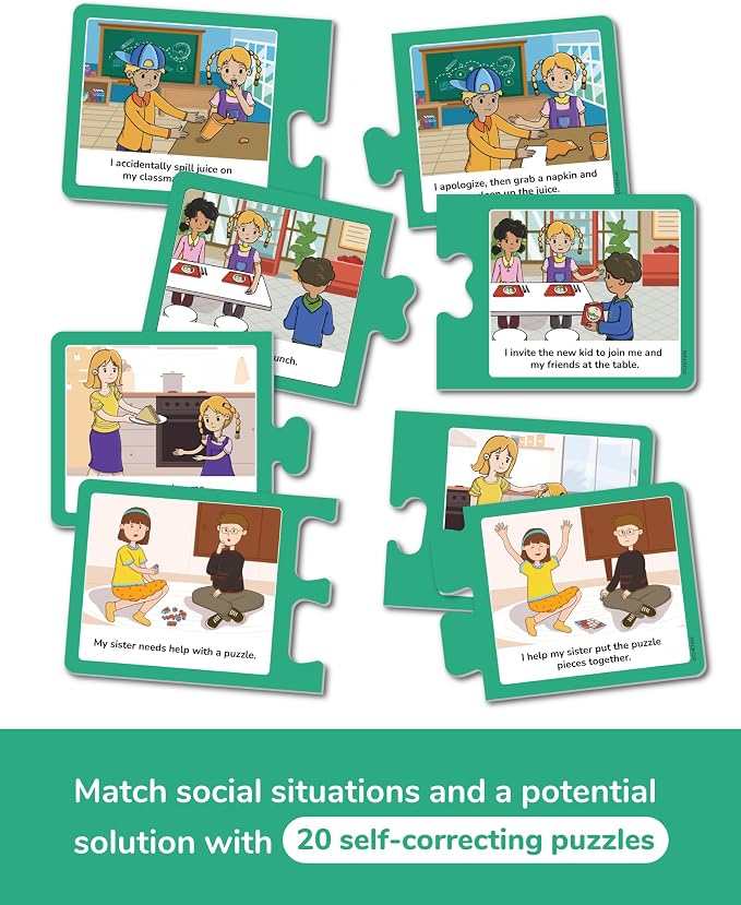 CHEFAN Building Relationships Puzzle Cards, Social Skills, Autism Learning Materials, Speech Therapy Materials, Social Emotional Learning Toys and Games for Kids, 40 Pieces, Ages 3+ - Image 2