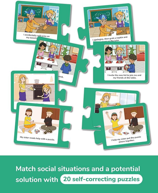 CHEFAN Building Relationships Puzzle Cards, Social Skills, Autism Learning Materials, Speech Therapy Materials, Social Emotional Learning Toys and Games for Kids, 40 Pieces, Ages 3+ - Image 2