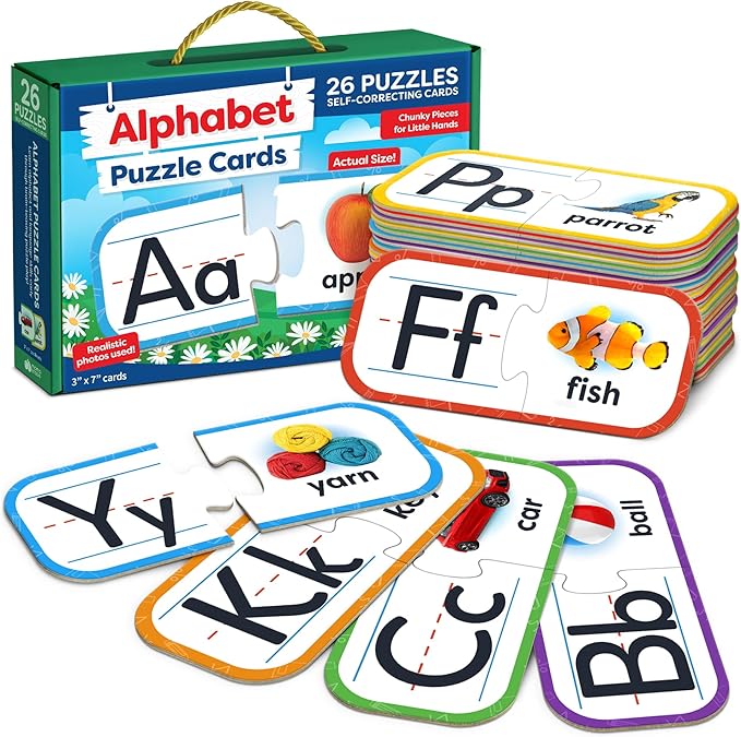 Alphabet Puzzle Games for Kindergarten - 26 Pairs Self-Correcting ABC Puzzles for Kids Ages 3-5 - ABC Puzzle Matching Game, Alphabet Puzzles Toddler Learning Toys - Preschool Classroom Must Haves by MomoNashi