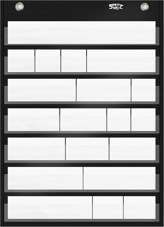Magnetic Pocket Chart with 10 Dry Erase Cards for Standards,Daily Schedule,Activities,Class demonstrations (Black) - Image 4