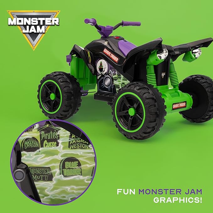 Voyager - Monster Jam - 12V ATV Ride On Toy, Fun and Exciting Ride for Kids, Stylish Design for Imaginative Play