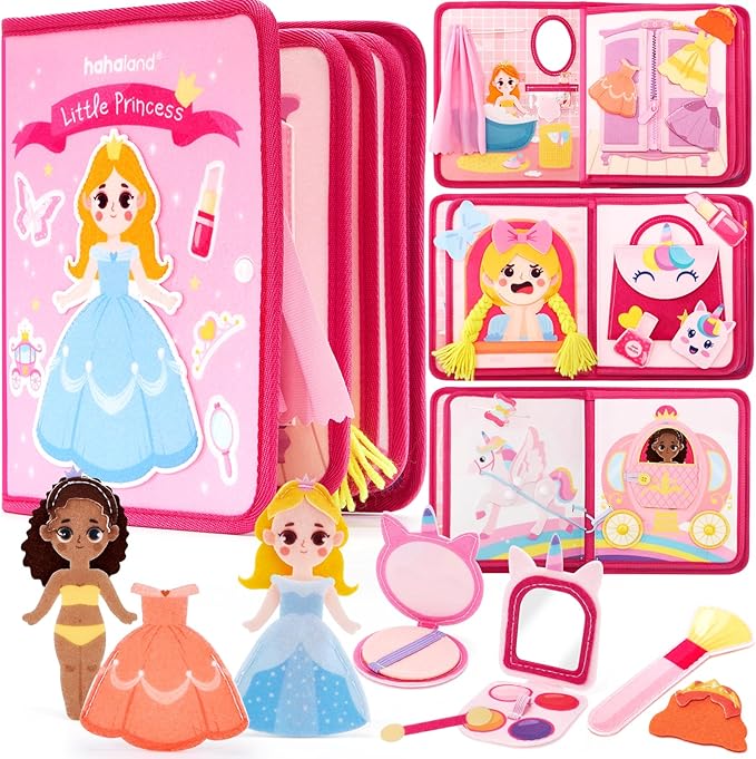 hahaland Princess Busy Book Toddlers 3-5, Dress up Pretend Play Makeup Toys by hahaland