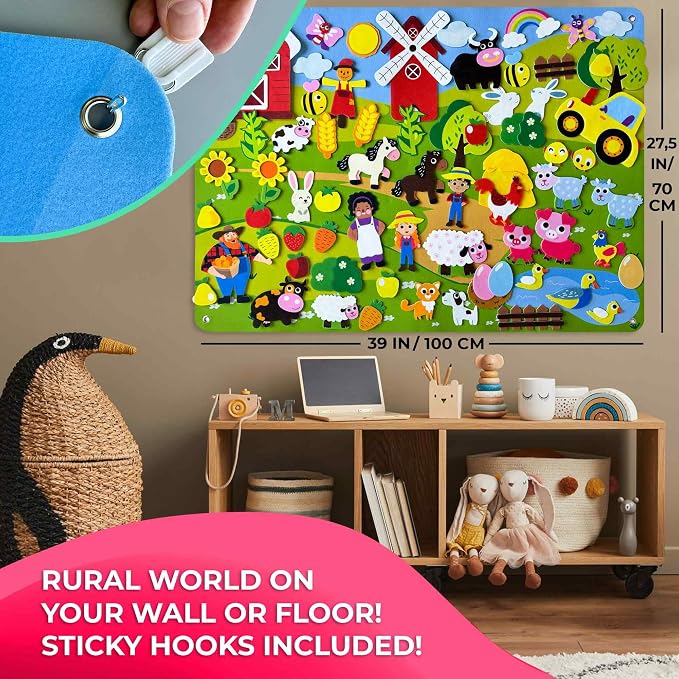 Quokka Farm Felt Board for Toddlers 61 Pcs - Double-Thick Story Set - Image 4