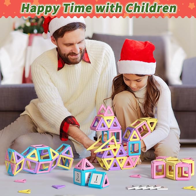 Rurvale Toddler Girl Toys, Magnetic Tiles 44pcs, Birthday Gifts Ideas for Girls Toys Age 3 4 5, Magnetic Blocks, Magnet STEM Montessori Toddler Kids Christmas Toy Gifts for 3 4 5 6 7 Year Old Girls - Image 4