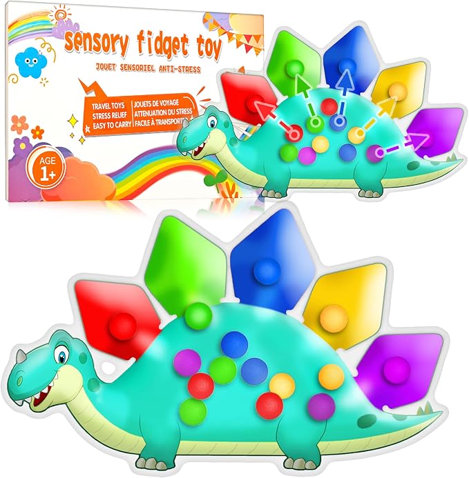 Dinosaur Color Sorting Sensory Toy Travel Toys for Toddler 1-3 Airplane Squishy Squeeze Toy Roadtrip Essenstial for Toddlers Boys Gift Fine Motor Autism Calm Fidget Montessori Preschool Activities Kid by UIIOPJIOM