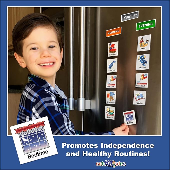 153 pc Daily Visual Schedule Magnets for Kids-Create Healthy Routines, Reminders, Kids Calendars, Chore Charts & Behavioral Supports for Kids who Thrive on visuals, Type A Toddlers, Autism & ADHD - Image 3