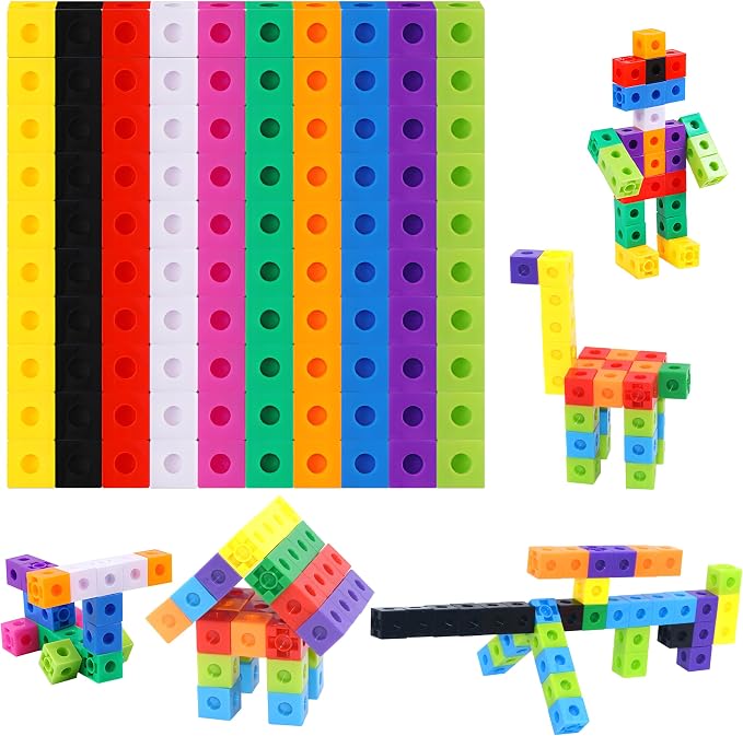 SpriteGru Math Linking Cubes, Set of 100 Math Cubes Manipulative Connecting and Counting Snap Blocks for Early Math and Construction, Educational Toy for Preschool, Kindergarten, Homeschool by SpriteGru