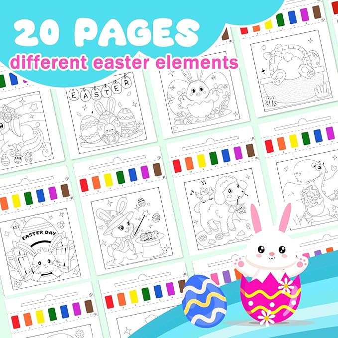 Paint with Water Coloring Books for Kids Toddlers 1-3 Mess Free Watercolor Painting Book Kits Arts and Crafts for Kids 2-4 4-6 Travel Activities Birthday Christmas Stocking Stuffers Toy Gift (Easter)
