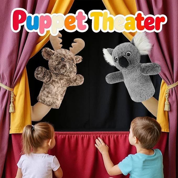 Hand Puppet Christmas for Toddlers Winter Forest Soft Plush Educational Story Time Interactive Learning Stuffed Animal Family Fun Reindeer Puppet