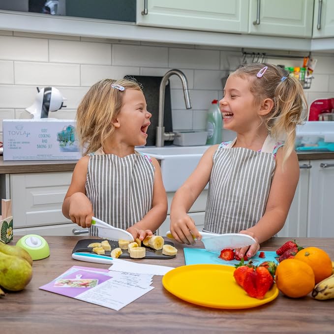 Toddler Safe Knife Set with Recipe Book - Includes Peeler, Cutting Board, and Chopper - Real Kitchen Tools for Kids Ages 4-12 - Image 3