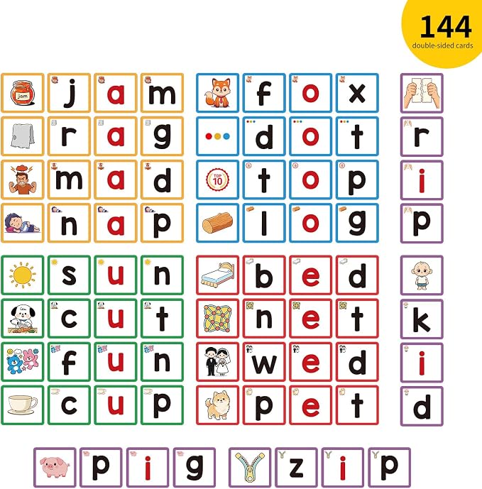 ANSTROUT CVC Word Building Pocket Chart with 144 Phonics Flash Cards,Magnetic Word Pocket Chart for Learning to Read CVC Words, Phonics Learning Tool for Preschool and Kindergarten Classrooms.(Blue) - Image 6