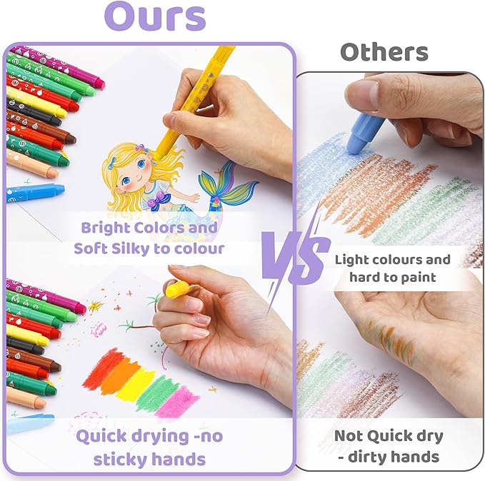 DreamCandy Twist Crayons for Toddlers,24 Colors Non Toxic Washable Crayons for Kids,Art Supplies Drawing Coloring Crayon Set,Gift for Boys and Girls,Back to School,Stocking Stuffers