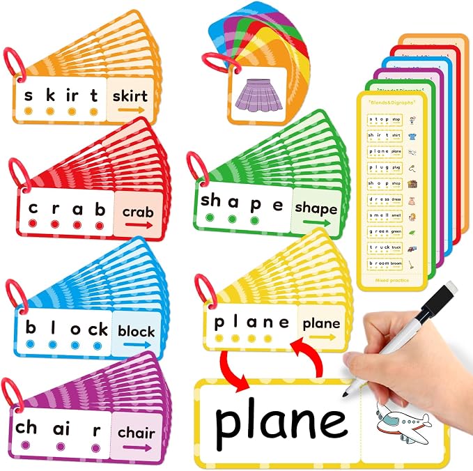 Kasfalci Blends & Digraphs Cards,Phonics Games,Speech Therapy Toys for Toddlers Kids,Learn to Read,Spelling Reading Learning Sight Word Games,kindergarten Preschool Learning Activities,Educational Toy by Kasfalci