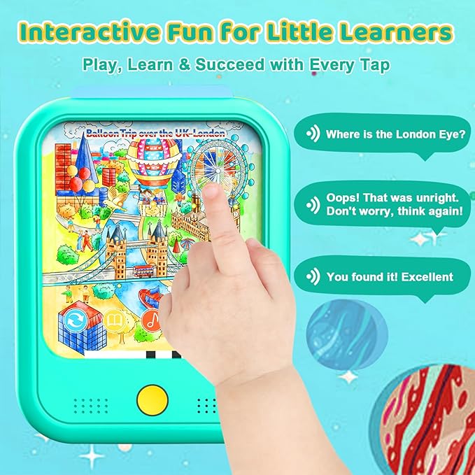 Kids Learning Tablet Bilingual, Educational Learning Toys for Toddlers 2-5 Year Olds, with 2000+ Words and Games, Autism Sensory and Speech Therapy Toys, 2 3 4 5 Year Old Boy Girl Birthday Gift(Green)