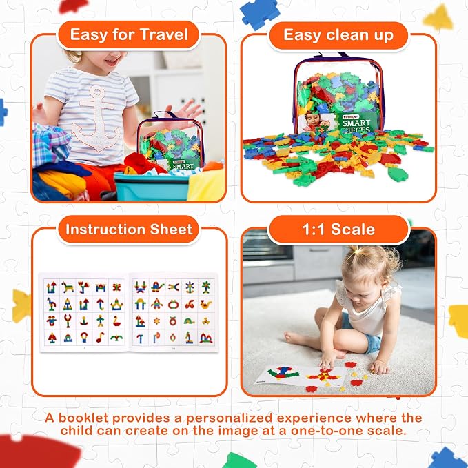 Interlocking Puzzle Toy | Big Pieces |Great for Occupational Therapy and Fine Motor Skill Development | Build STEM Skills at Home |Car Road Trip Pocket Game | Ages 3 and up |Toddler Fun - Image 3