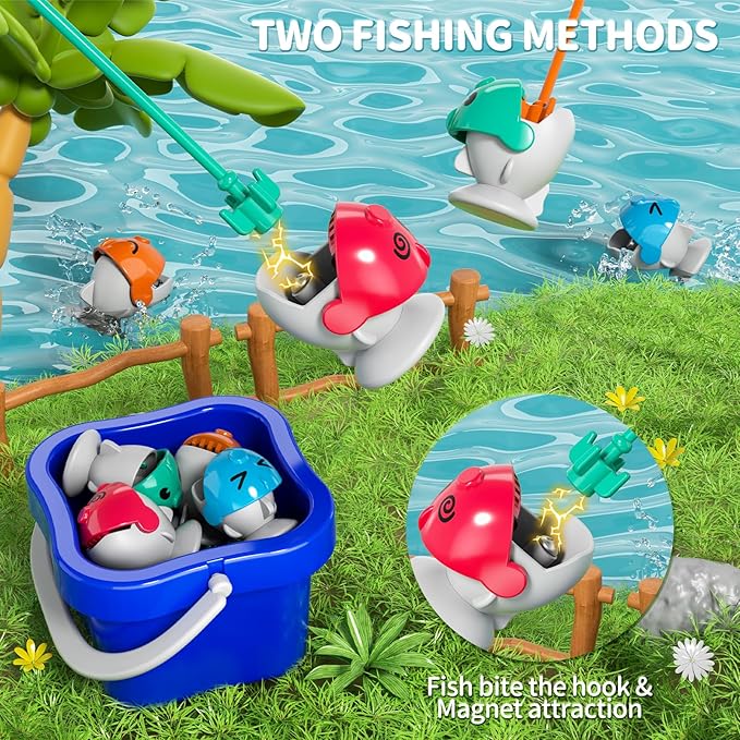 Magnetic Fishing Game for Kids Toddlers 3-5, 70 pcs Fishing Toys for Kids Toddlers 3-5, Fishing Table Toys Board Game Birthday Gifts for 3 4 5 6 7 8 Years Old Toddler Kid