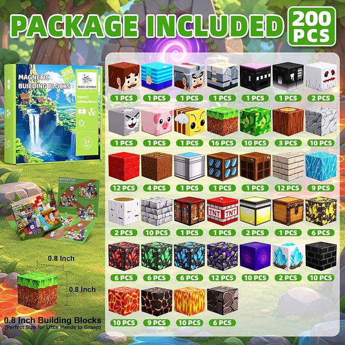 200PCS Magnetic Blocks, STEM Educational Magnetic Building cubes Toy - Image 2