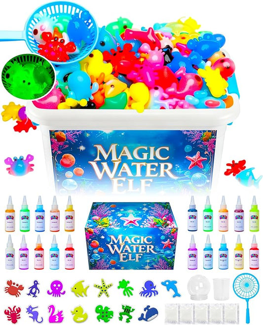 Upgraded Magic Water Elf Toy Kit, 20 Gels & 15 Molds, Craft & Art Kits for Kids Age 3+, Aqua Fairy Water Gel Kit Make Your Own Water Pets Squishy Toy, DIY Squishy Maker Christmas Gift Party Favors
