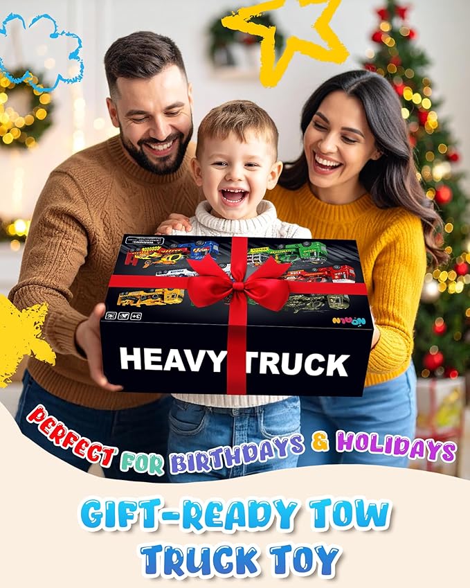 Toddler Boy Toys for 3 4 5 6 7 Years Kids, 25.6" Large Semi Truck Toy with Tank and Helicopter Toy, Army Military Toys with Sounds and Lights, Birthday Chritmas Gifts for Child