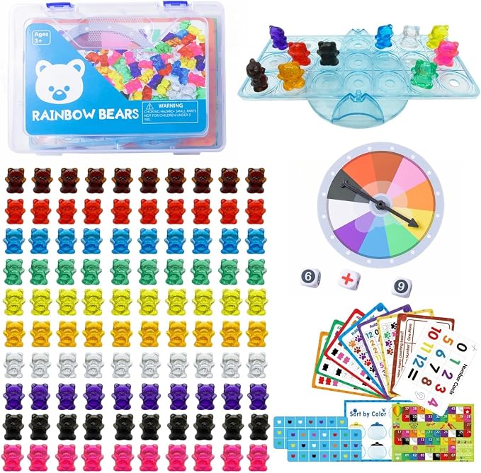 Mini Number Pops 1-10 – 100 Pcs Translucent Bear Counters Includes 11 Activity Cards, Color Sorting Toys, Fun Number Matching Toys for Kindergarten & Preschool - Image 6