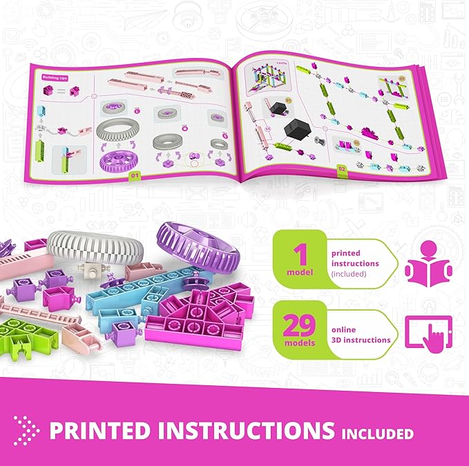 Engino STEM for Girls, 30 Motorized Model Set, Building Kit for Kids 6+, Gifts for Boys & Girls, Learning & Education Toys, STEM Projects, Engineering Toys