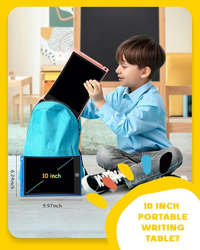 bravokids 2 Pack LCD Writing Tablet for Kids,10 inch Colorful Doodle Board Drawing Pad for Kids, Travel Toy Activity Game, Birthday Gifts for 3 4 5 6 Year Old Boys and Girls Toddlers